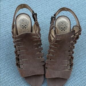 Women's Vince Camuto 9 Gladiator Back Zip Lace Up Strappy Block Sandals